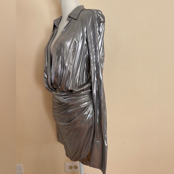GAUGE81 Naha Metallic Mini Dress in Metallic Silver - Picture 8 of 14